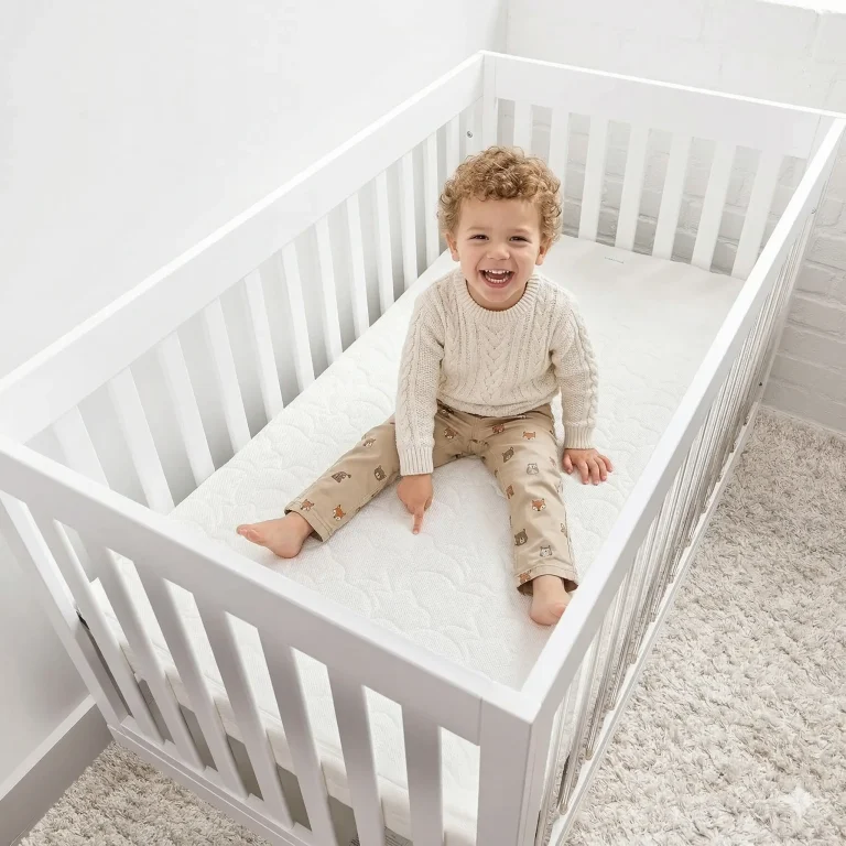 A mother researching are breathable baby mattresses worth it while looking at a Newton baby crib mattress